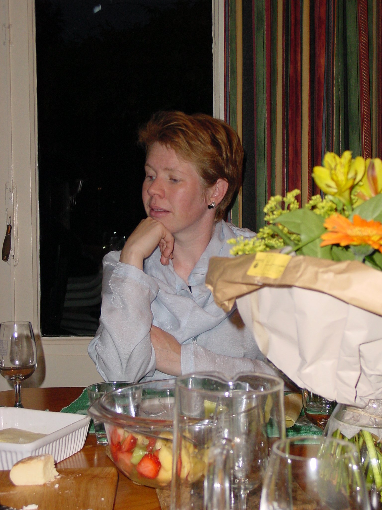 Ina, enjoyinmg a dinner with friends; Mdium size=240 pixels wide